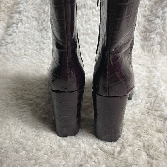 Rachel Zoe Maya Deep Mahogany Croc-Embossed Faux leather Platform Boots lSZ8.5 - Picture 6 of 10